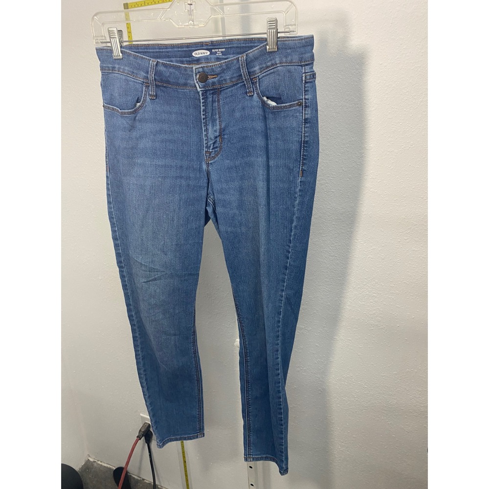 Old Navy Super Skinny Ankle Mid-Rise Jeans Medium Wash Blue Denim Womens 12